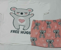 Pijama T-shirt Curto Infantil Coala Abraços Grátis 8/10 - comprar online