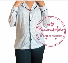 Pijama Americano Longo Cinza e Preto COLEÇÃO NOVA