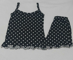 Pijama Alcinha Infantil Preto com Bolinhas 6-8