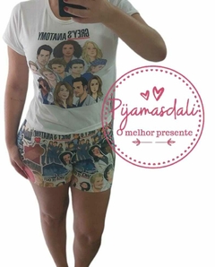 Pijama T-shirt curto tamanho único Grey's Anatomy