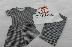 Kit Família Pijama Alcinha Curto e T-shirt G e 6/8