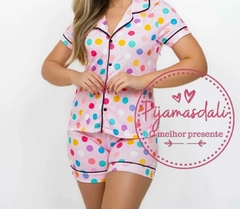 Pijama Americano Curto Bolinhas