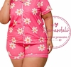 Pijama Americano Curto Flores Plus Size