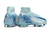 Chuteira Nike Air Zoom Mercurial Superfly 10 Elite Campo FG na cor azul clara, com detalhes em azul escuro.