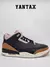 Zapatillas Jordan 3 Retro Desert Elephant con diseño en tonos oscuros y detalles en color marrón y rojo.