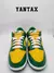 Zapatillas Nike Dunk Low Brasil en colores amarillo y verde, vista frontal.