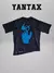 Remera negra Off White x Nike 005 con diseño de mano en color azul