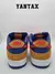 Zapatillas Nike SB Dunk Low Pro Reverse Papa Bear, vista trasera, con detalles en color azul, naranja y amarillo.