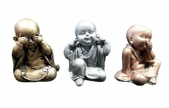 Buda Bebe Trio Ciego Sordo Mudo Resina Deco - tienda online
