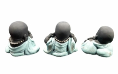 Imagen de Buda Bebe Trio Ciego Sordo Mudo Fortuna Resina Deco