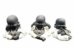 Buda Bebe Trio Ciego Sordo Mudo Fortuna Resina Deco en internet
