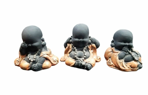 Buda Bebe Trio Ciego Sordo Mudo Fortuna Resina Deco