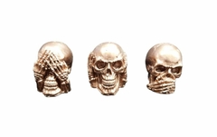 Cráneo Calavera Trio Ciego Sordo Mudo Resina Decoración en internet