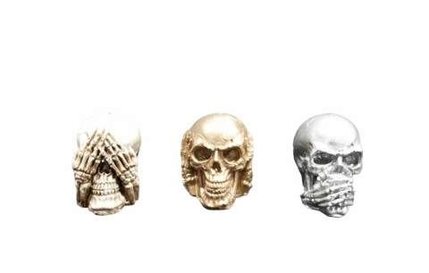 Cráneo Calavera Trio Ciego Sordo Mudo Resina Decoración
