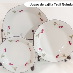 Juego de platos porcelana Tsuji modelo Guinda.