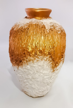 Jarrón Dorado y Blanco