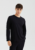 Camiseta Básica HERING Masculina Manga Longa Regular World - Preto