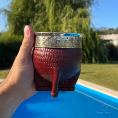 Mate imperial premium croco forrado en cuero, virola lisa para personalizar
