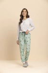 Pijama Manga Longa Feminino Algodão - Pandas CInza e Verde