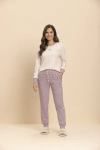 Pijama Manga Longa Feminino Algodão - Estrelas - Off white e Lavanda