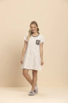 Camisola Lua Encantada Feminina Verão Manga Curta Nuvens Bege - 100% Algodão - comprar online