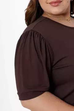 BLUSA DE MANGA PRINCESA - COR MARROM CAFE - comprar online