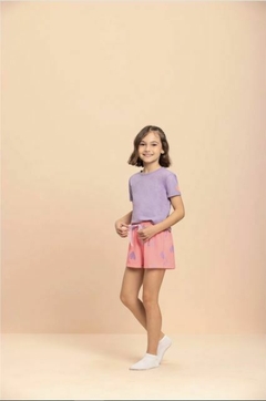 Pijama Infantil Feminino Manga Curta Corações