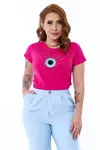 T-SHIRT OLHO GREGO BORDADO COM APLICACAO - ROSA PINK