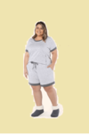 Pijama Feminino Short Doll Manga Curta Nobre (N1) - Algodão e Malha Mescla