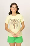 T-SHIRT ARVORE BORBOLETAS COM STRASS - AMARELO BEBE