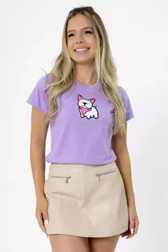 T-SHIRT BULDOGUE LENÇO - LAVANDA - comprar online