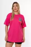 T-SHIRT OVERSIZED ESTAMPADA SURF RIDER BEACH FRENTE E COSTAS - ROSA PINK