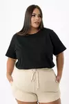 T-SHIRT PLUS SIZE LISA SEM ESTAMPA - PRETO