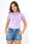 T-SHIRT VARIAS FLORES FLOR E SER - LAVANDA