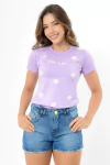T-SHIRT VARIAS FLORES FLOR E SER - LAVANDA