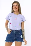 T-SHIRT VARIOS CORACOEZINHOS COLORIDOS - LAVANDA