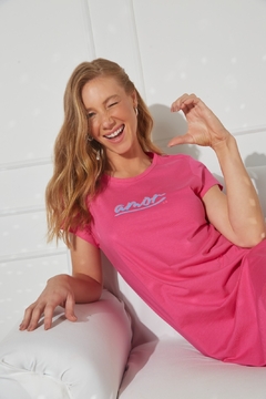 Camisola Feminina Manga Curta "AMOR" - Rosa + Embalagem Saquinho - Encontre a energia que você procura na nossa loja virtual | Orbe Store 