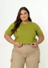 T-SHIRT PLUS SIZE YOU ARE ENOUGH BORDADO - OLIVA
