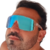 Imagem do Óculos Esportivo Transparente com Laranja com Lente Azul Espelhada Modelo Running