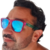 Imagem do Óculos Esportivo Polarizado Rosa com Haste Azul Lente Azul Espelhada Modelo K9