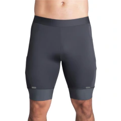 Bermuda preta com barra cinza Compressão corrida Masculina