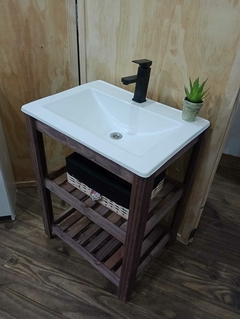 Vanitory De Pino Con Bacha 50cm X 37cm X 80cm + Griferia - Vini Hogar