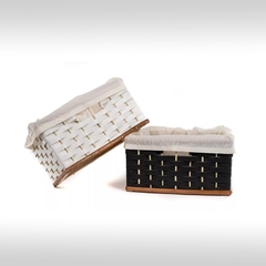 Canasto De Suncho Forrado En Tela 30x20x15 Chico Blanco