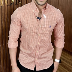Camisa Social Xadrez Laranja - comprar online