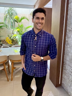 Camisa Social Tommy Xadrez Azul na internet