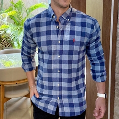 Camisa Social RL Flanelada Xadrez Azul