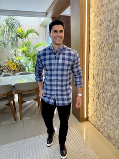 Camisa Social RL Flanelada Xadrez Azul - comprar online