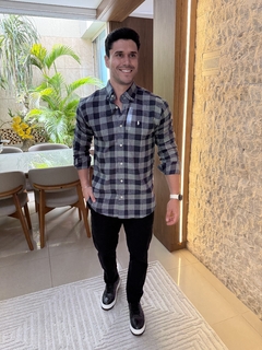 Camisa Social RL Flanelada Xadrez Verde e Azul - comprar online