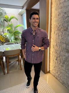 Camisa Social RL Flanelada Xadrez Vinho - comprar online
