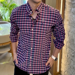 Camisa Social RL Flanelada Xadrez Vinho